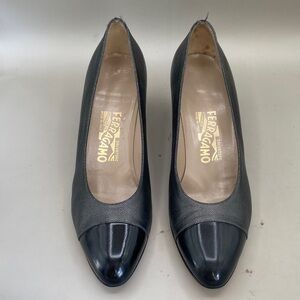 Salvatore Ferragamo Black Textured Heels (lot 102)